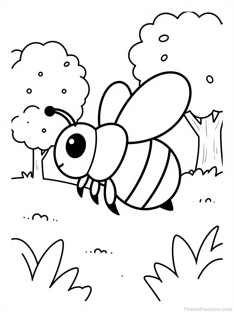 Busy Bee Nature Coloring Page
