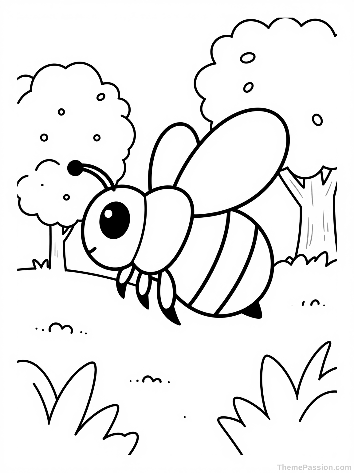 Busy Bee Nature Coloring Page