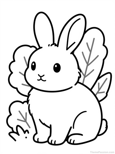 Bunny in Nature Coloring Page