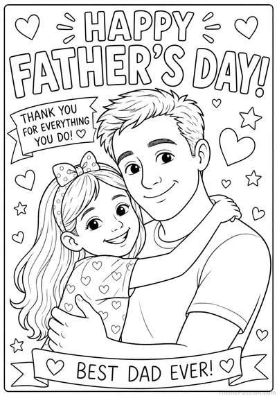 Happy Father's Day with Daughter Coloring Page