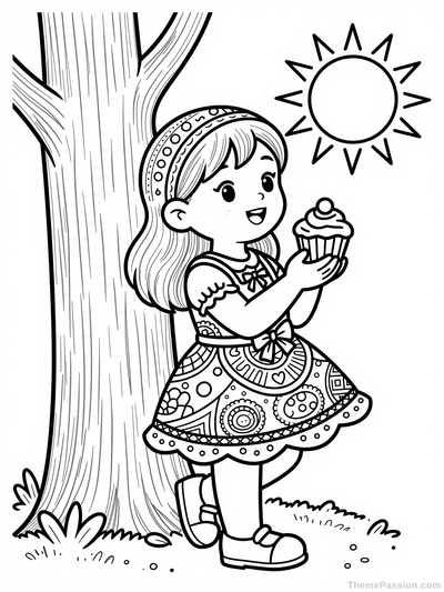 Daughter Birthday Cupcake Coloring Page