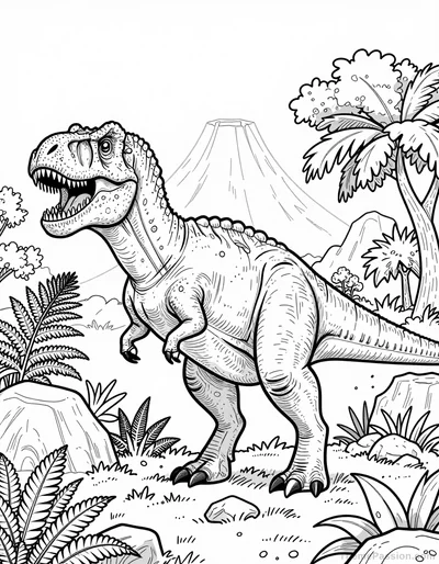 Detailed Dinosaur Tyrannosaurus Rex Coloring Page