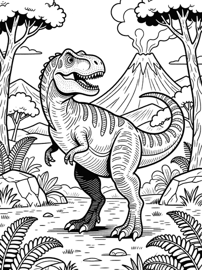 Detailed Dinosaur Tyrannosaurus Rex Coloring Page