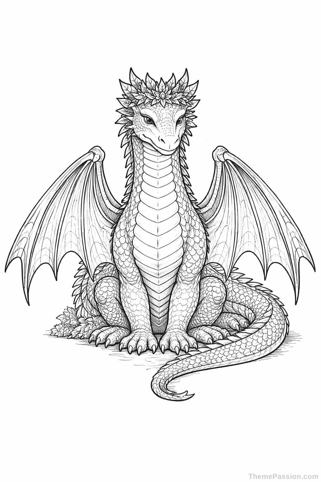 Majestic Dragon Fantasy Coloring Page