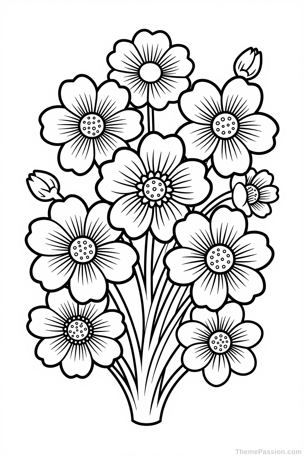 Spring Floral Bouquet Coloring Page