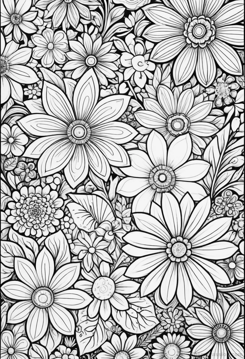 Spring Floral Intricate Coloring Page