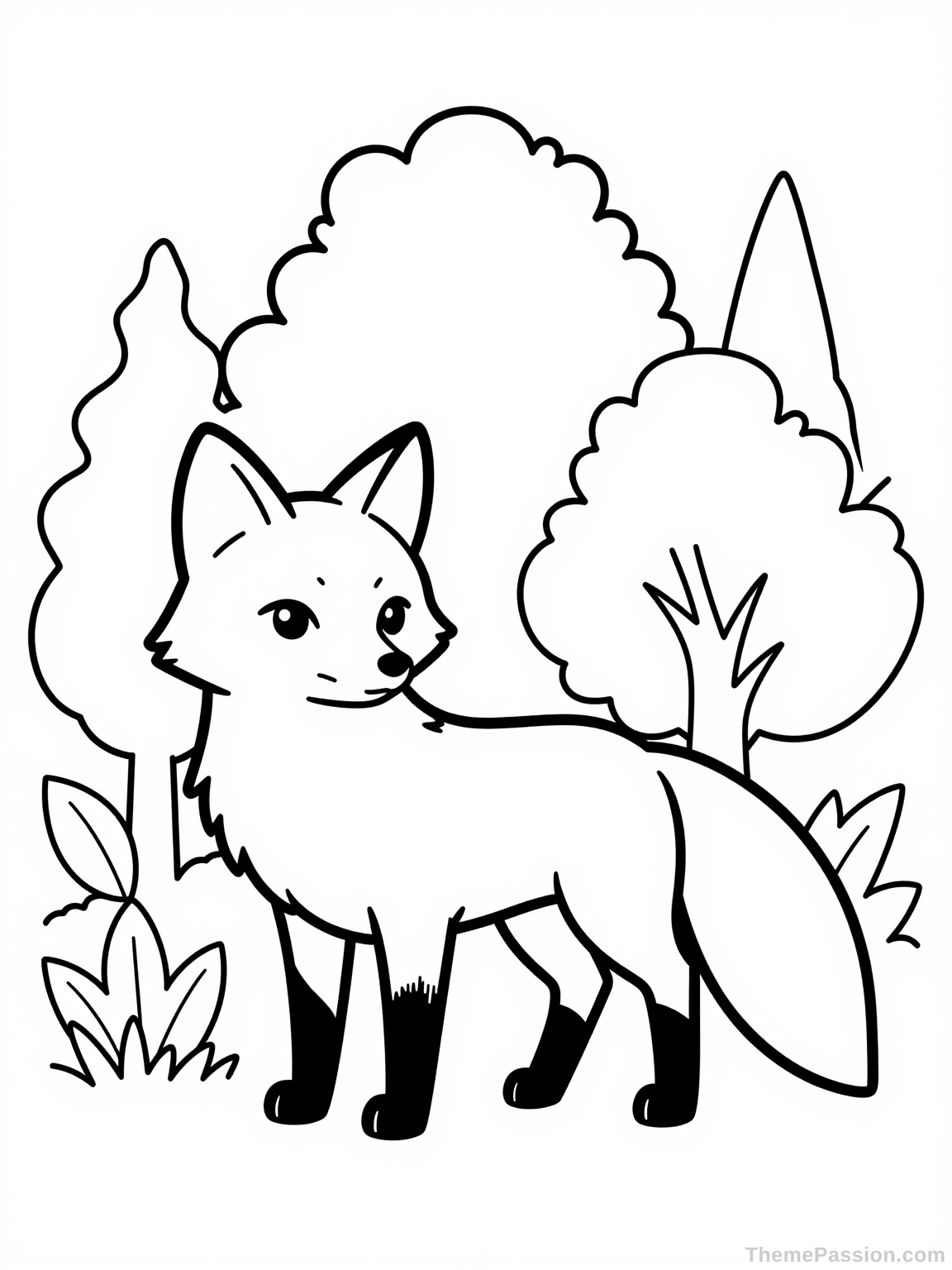 Fox in Nature Coloring Page