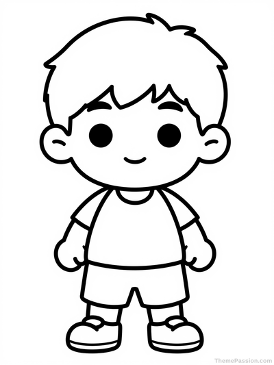 Cute Little Boy Coloring Page