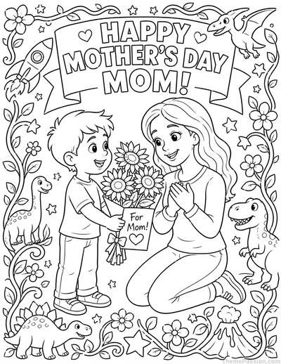 Happy Mother's Day Mom Coloring Page