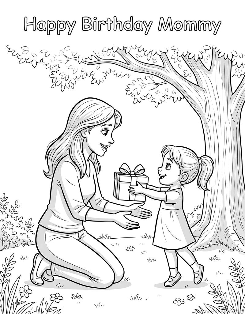 Happy Birthday Mommy Coloring Page