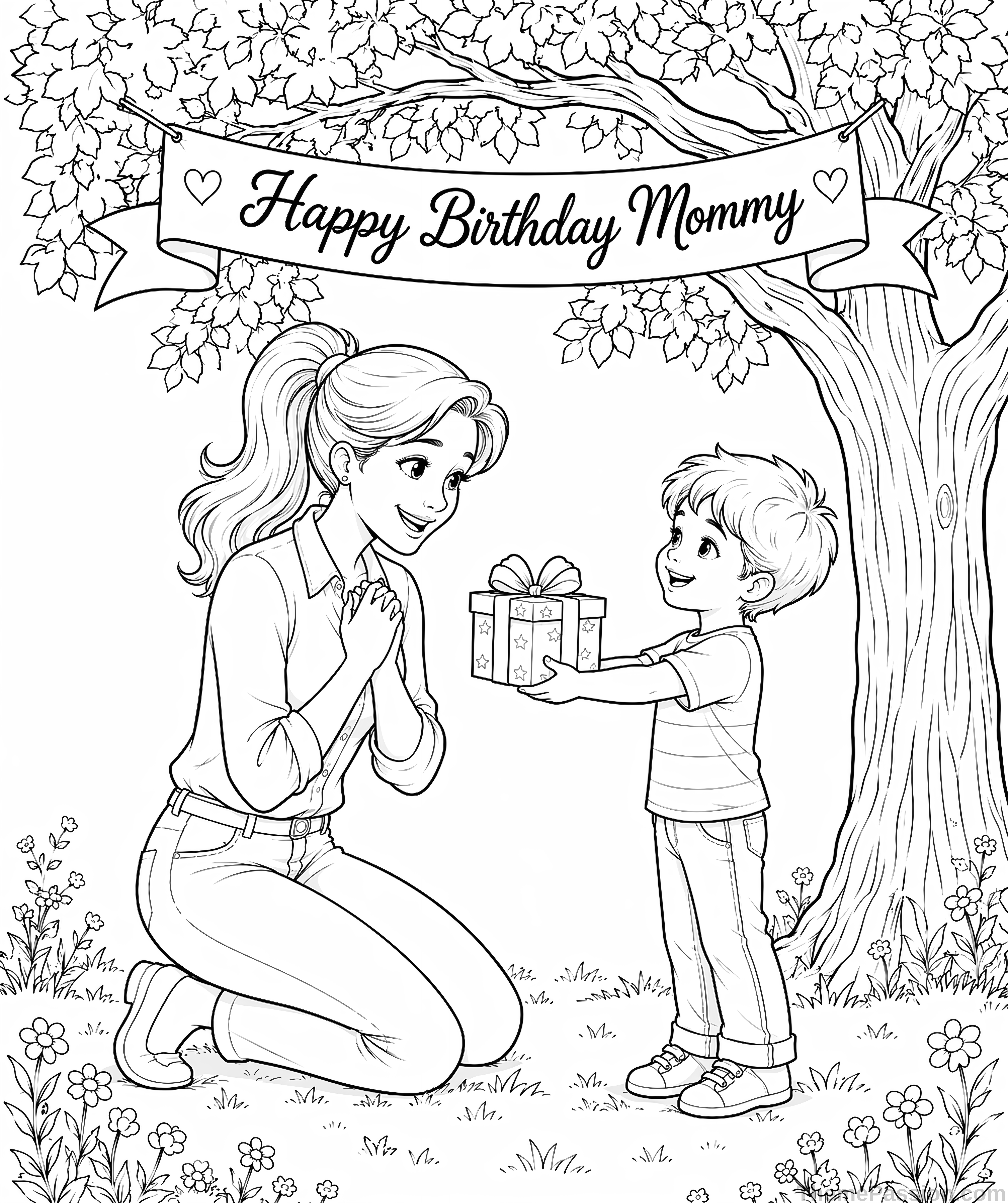 Happy Birthday Mommy Coloring Page