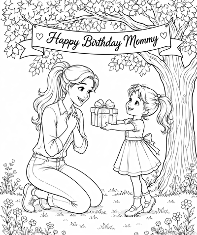Happy Birthday Mommy Coloring Page