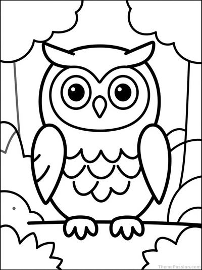 Friendly Owl Nature Coloring Page