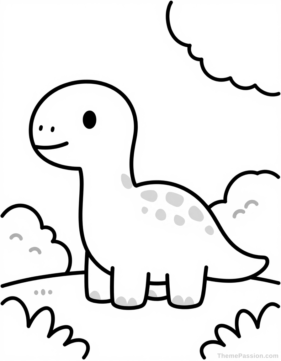 Cute Dinosaur Coloring Page