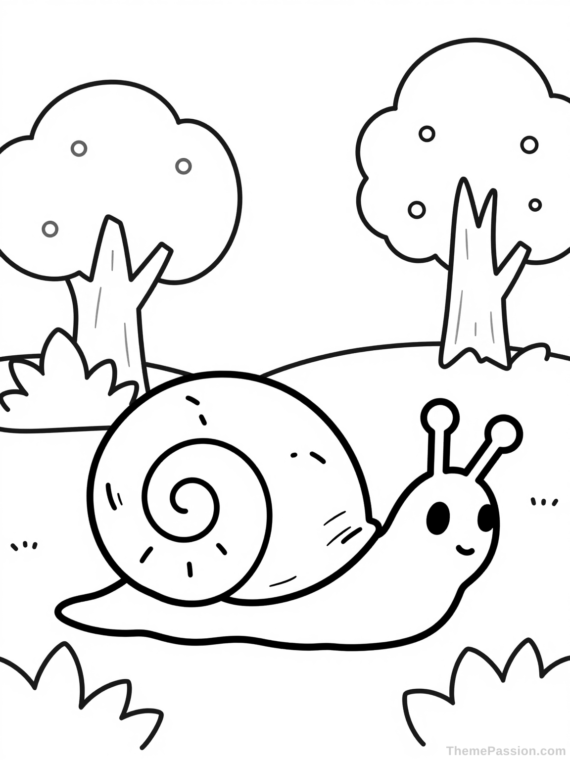 Friendly Snail Nature Coloring Page