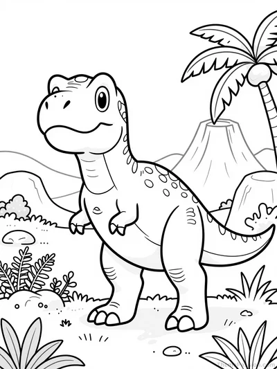 Playful T-Rex Dinosaur Coloring Page