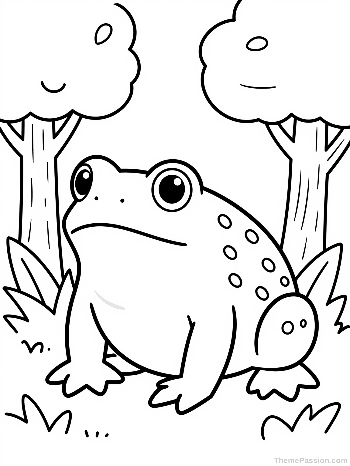 Toad in Nature Coloring Page