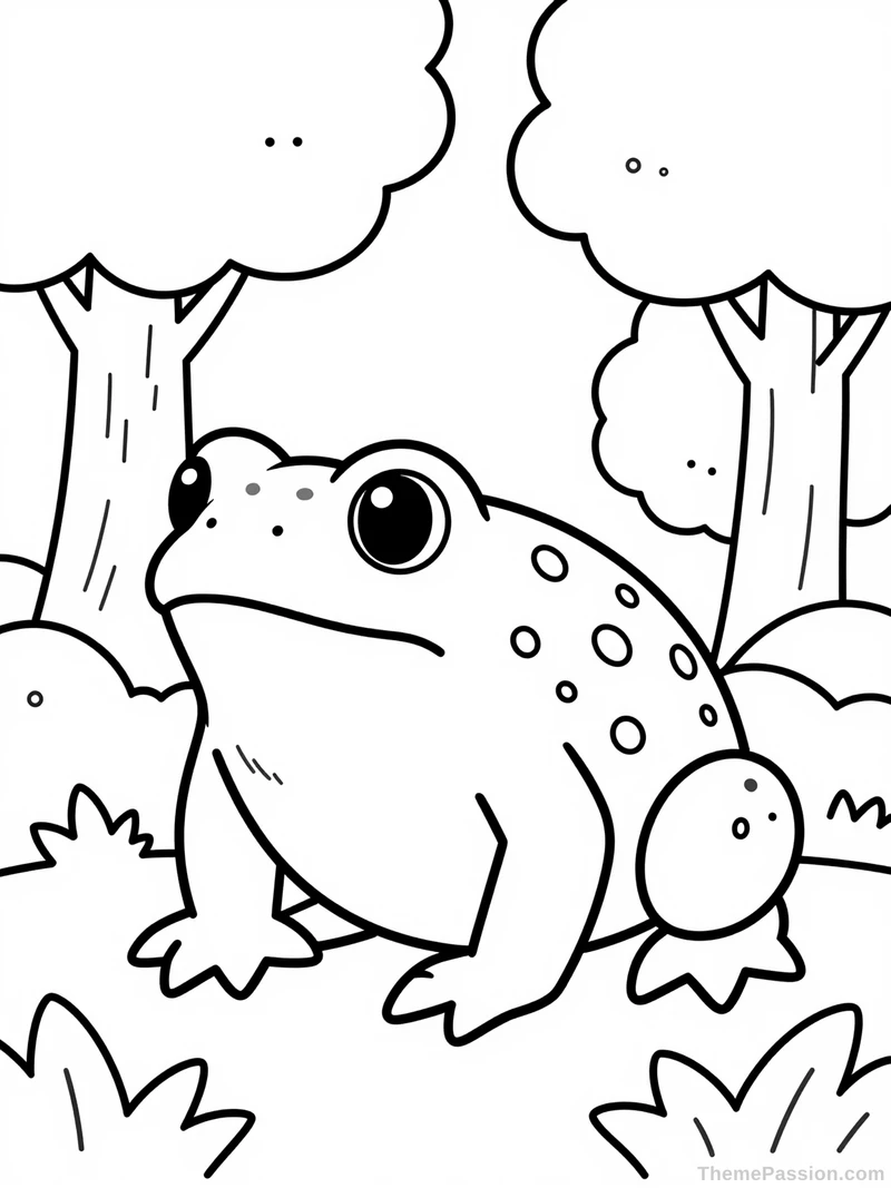 Toad in Nature Coloring Page
